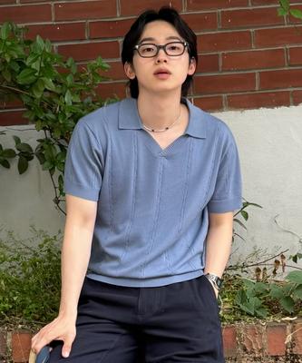 MINAV [Minav X Ree James] Minimal Cable Collar Knit [Sky Blue]