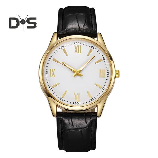 

Мужские деловые часы с круглым циферблатом и ремешком из искусственной кожи, кварцевый механизм, для подростков и взрослых, наручные часы для торжественного платья, модные ювелирные изделия, аксессуары черный белый