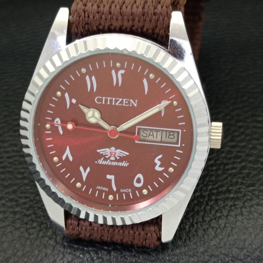 Generalüberholte Automatikuhr Citizen 8200 Japan mit arabischem rotem Zifferblatt a427244-2 QRL-a427244