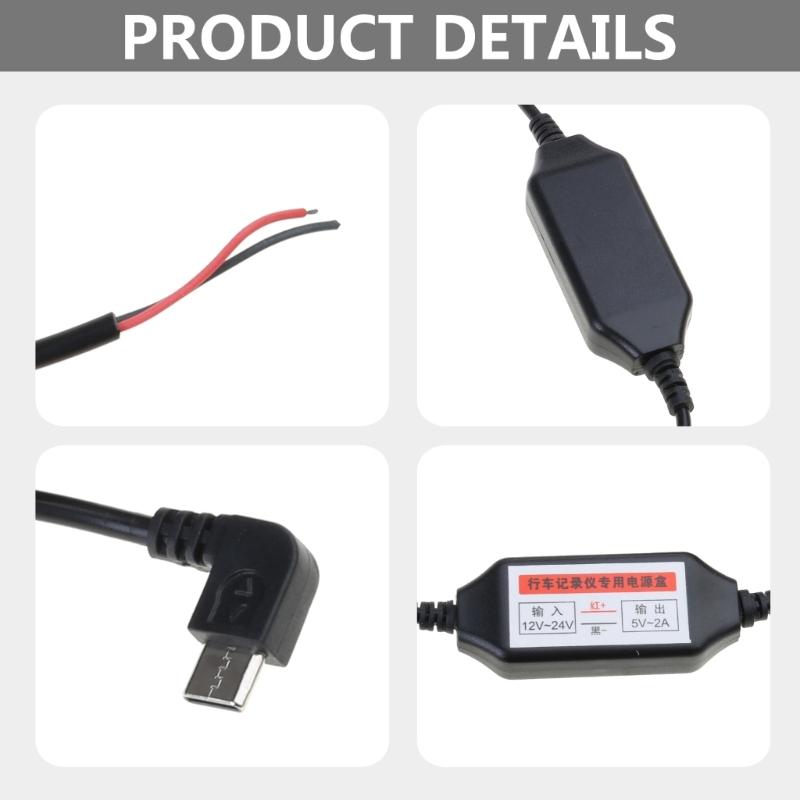 Car Charge Hardwire Cord Cable With Type-C DC 12V 24V to 5V 2A Auto Charging for Dash Cam Camcorder Vehicle DVR