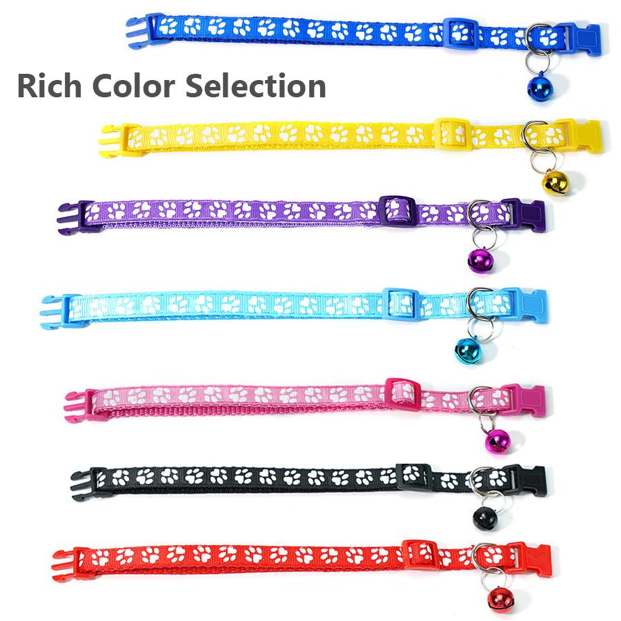1/5Pcs Adjustable Footprint Pet Collar with Bell, Cute Soft Neck Collar for Puppy Small Dog Kitten Cat Daily Wear