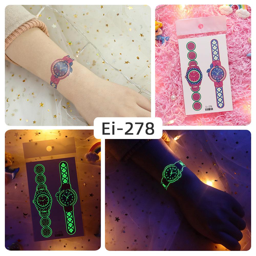 Rikalong Waterproof Luminous Cartoon Tattoo Stickers for Kids - Glow-in-the-Dark Watch Design