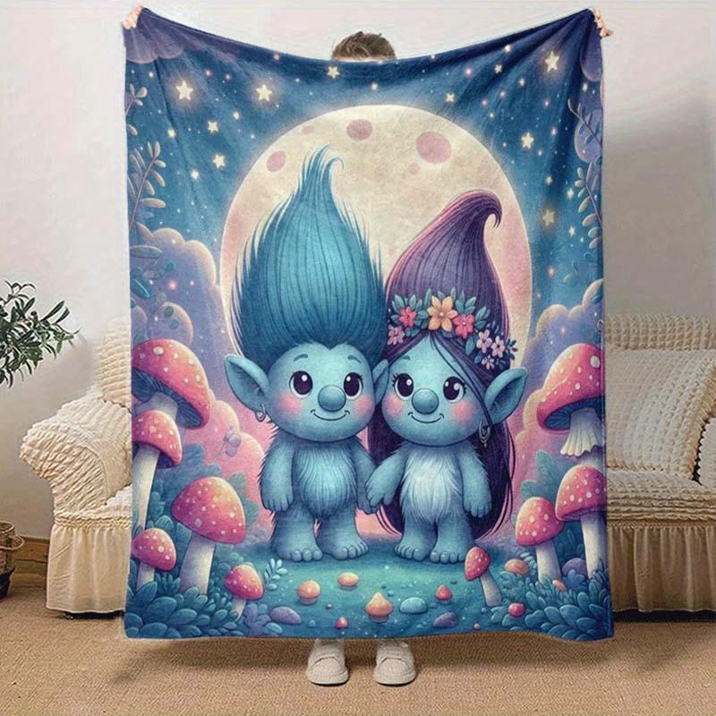 1pc Mushroom Printing Lightweight Flannel Blanket, Comfortable and Warm Blanket, for Camping Sofa Bed and Couch Office, in All Seasons