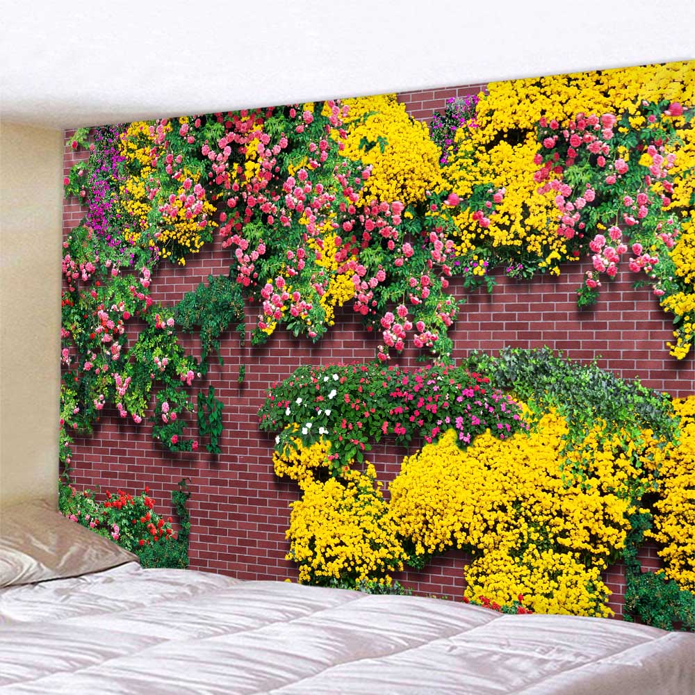 Stone Wall Flower 3D Print Tapestry Polyester Fabric Living Room Wall Decorative Art Blanket Bohemian Hippie Beach Picnic Mat