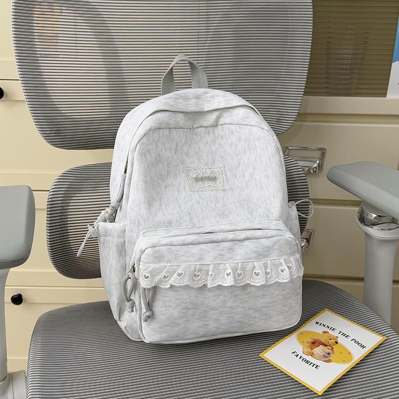 Schoolbag spring new Korean style INS style lace trim middle school backpack, large capacity middle school backpack for women