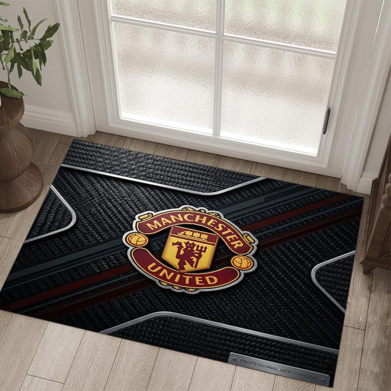 Manchester United Tasarım Kristal Kadife Halı Rahat Non?Yatak Odası Oturma Odası Girişi İçin Kaymaz Desenli Halı