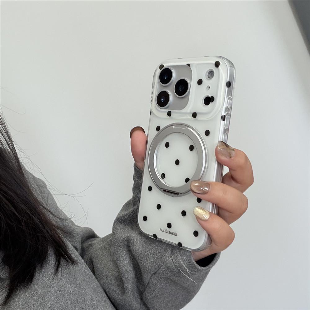 Polka Dot Rotating Stand Phone Case for iPhone 17Pro/16Promax/15/14