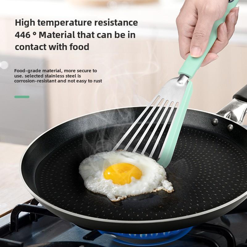 The kitchen anti-scalding frying spatula heat-resistant frying fish spatula all stainless steel spatula home outdoor cooking