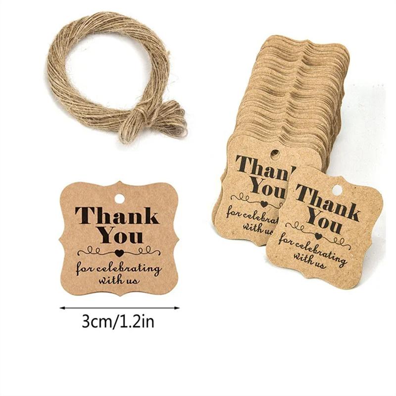 100 szt. etykietka + 20 metrów sznurka ręcznie robiona etykietka do samodzielnego zawieszania. Dziękujemy za świętowanie z nami. Tagi Prezent Pieczenie, Dekoracja Opakowania