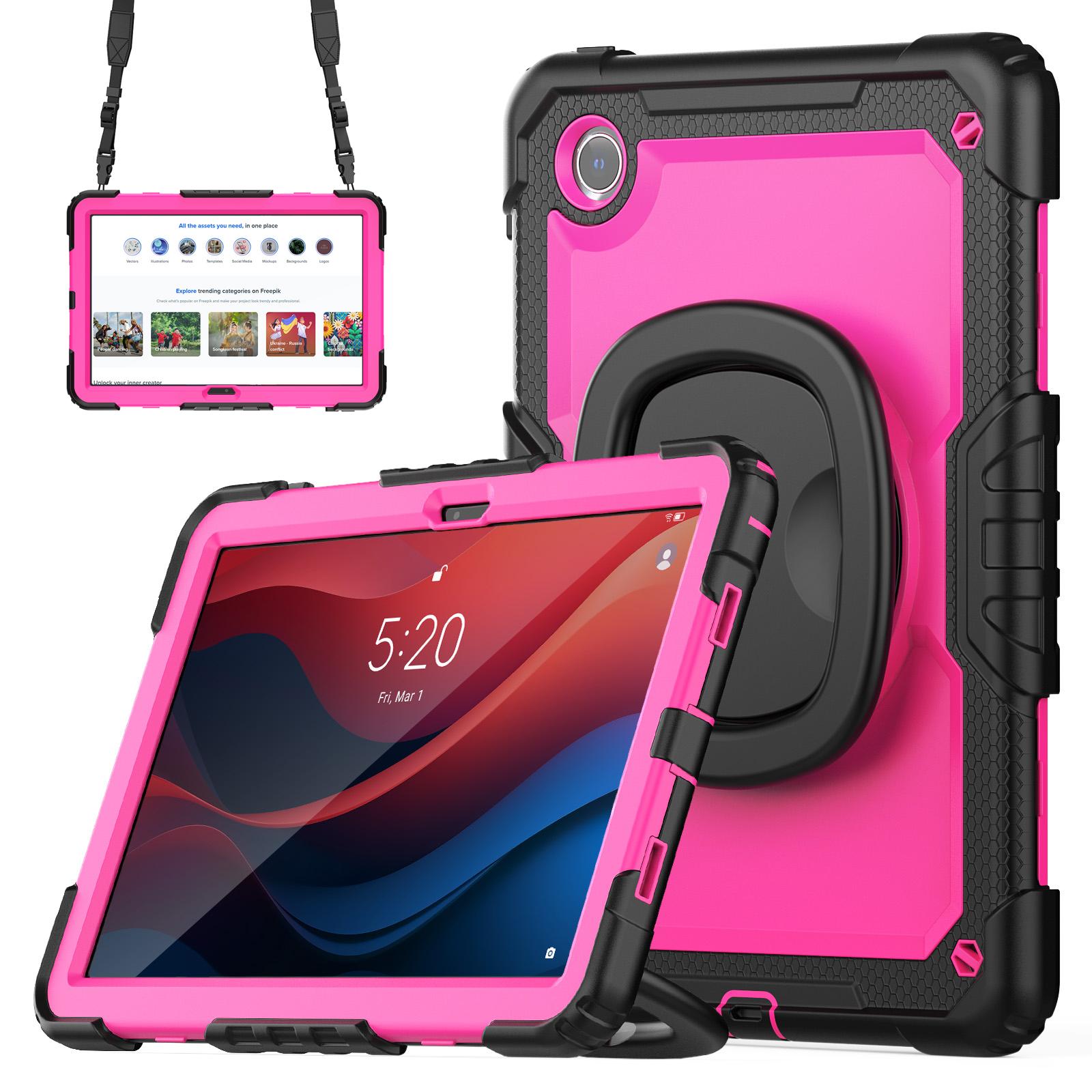 

Чехол-подставка для Lenovo Tab M11/Xiaoxin Pad 11 2024 TB-330FU/TB-331FC, крышка для планшета из ПК+силикона с ремешком Rose/Black