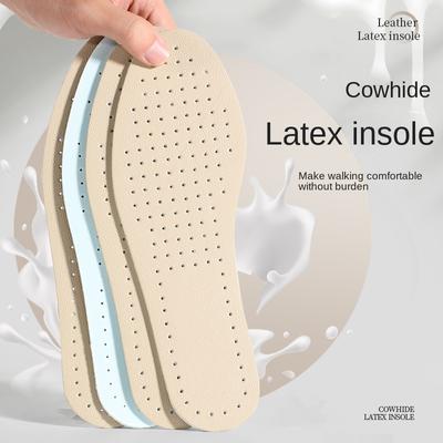Cowhide Latex Insole High Elastic Shock Absorption Deodorant Super Soft Insole Genuine Leather Summer Thin Insole