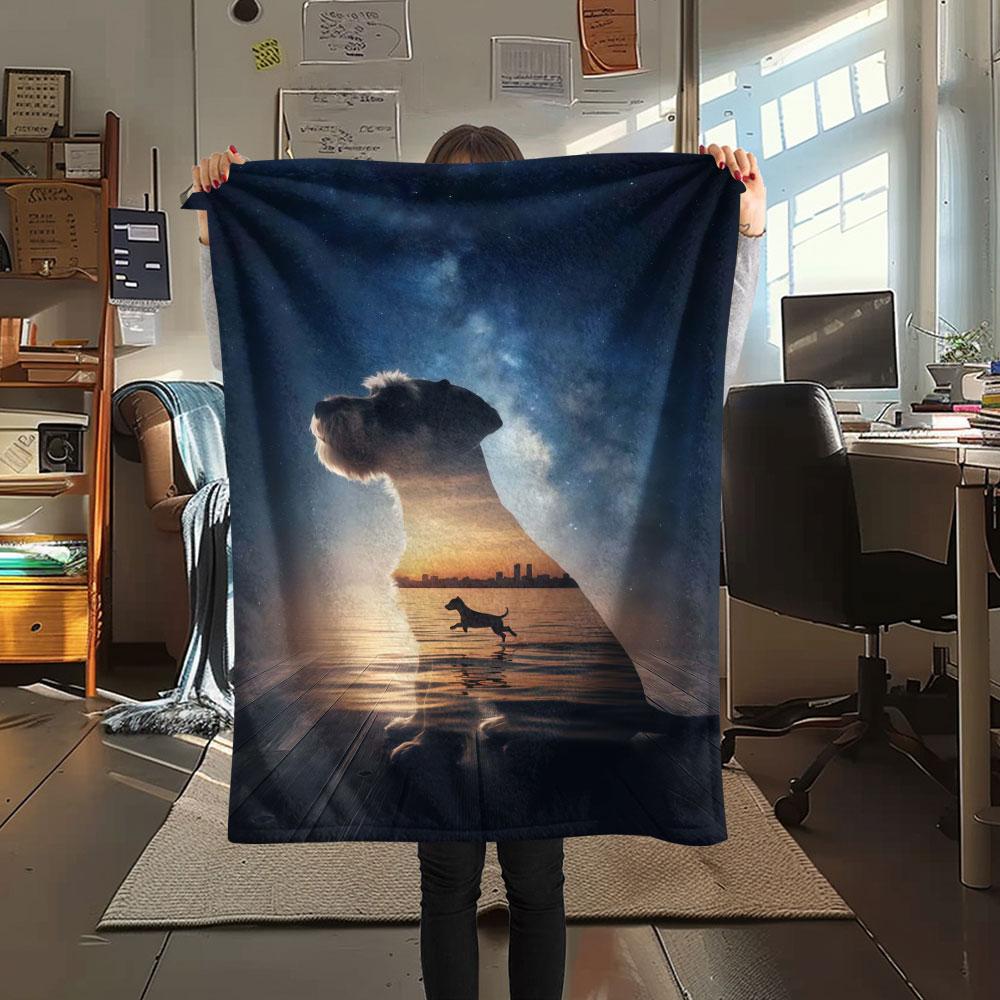 1Pc DoublevisionDogs Print Flannel Blanket, High quality Comfortable for All Seasons, Home Decor, Warmth and Comfort, Perfect for Christmas Gifts