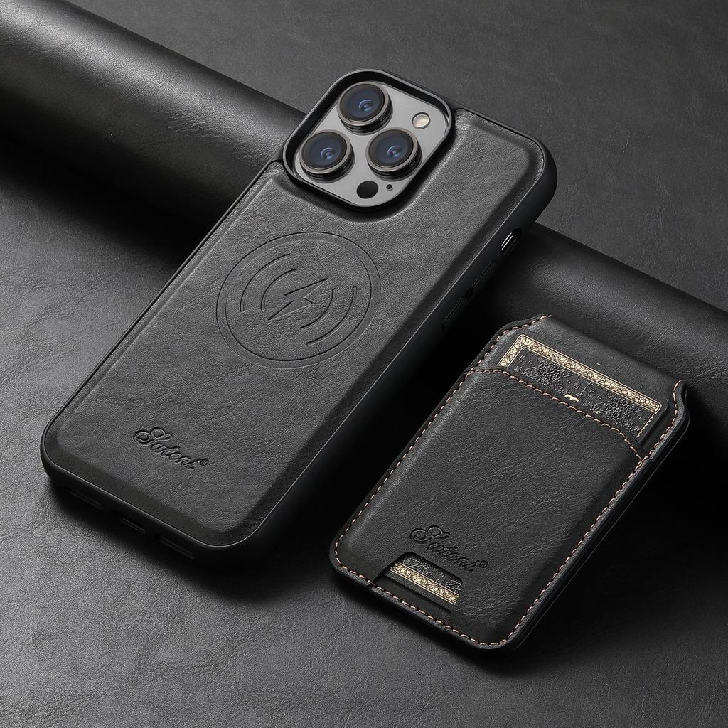 iPhone 17 Pro MagSafe Leather Case with Wireless Charging & Magnetic Card Holder Stand