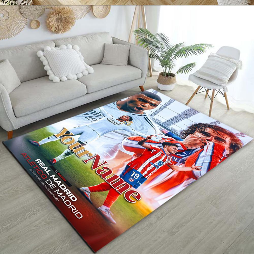 Atletico Madrid Customized Name Carpet Perfect for Foyer Game Room Balcony Dormitory Antislip Carpet Anime Office Decor Gift for Festivals