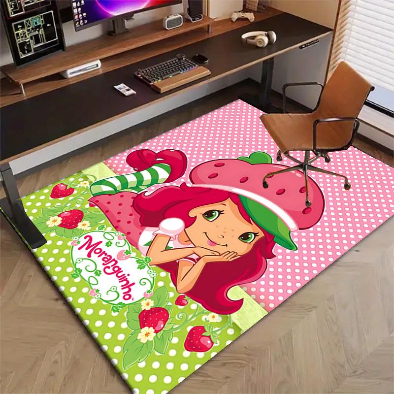 1pc Princess Strawberry (4) Design Printed Area Rug Carpet for Bedroom Living Room Home Decor Rugs Mat Non Slip Mat Rug for Bedside