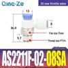 Throttle Speed Control Valve with AS1201F-M5-04A Pneumatic PU Air Hose Connector, Models AS2201F-01-2-06SA/08SA.