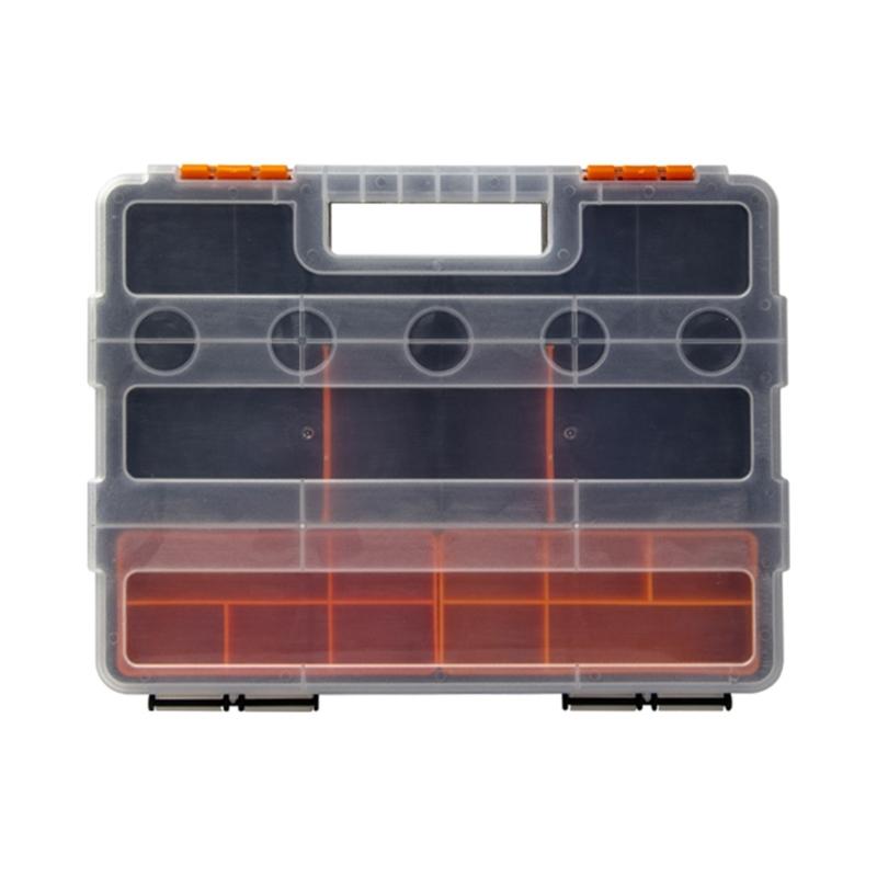 Transparent Plastic Tool Organizer Boxes Adjustable Compartments Secure Latches Ergonomic Handle for Hardware Accessories