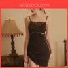 Silk Sleepwear Dress For Women With Vneck And Lace Detail Sleepwear For Lounge And Nightwear