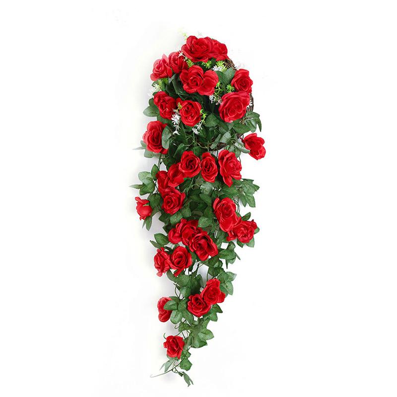 Home Decor Artificial Flower Hanging Flowers Rose Simulation Vine Wedding Garden Artificial Flower Rattan Plant Vine Wall Roses