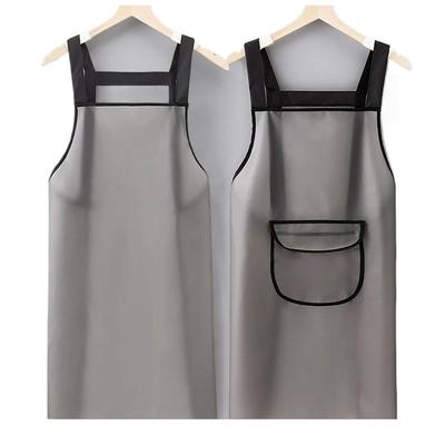 Waterproof Kitchen Apron Household PVC Oil Resistant Work Apron Transparent Black Dirt-Proof Cleaning Aprons For Cooking
