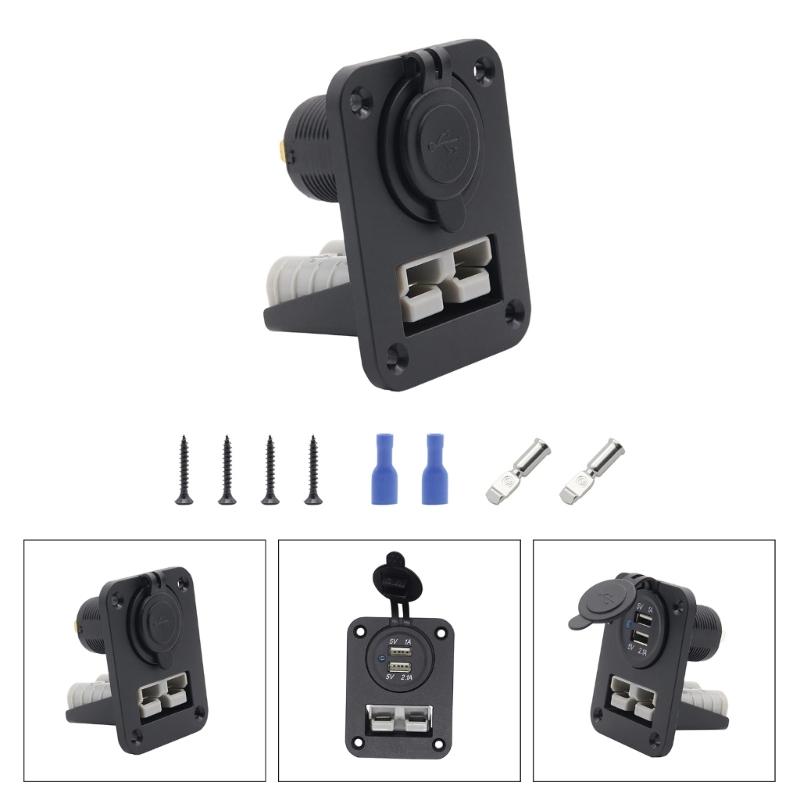 מחבר מתאם טעינה 12V 24V 3.1A/PD18W שקע טעינה מותקן שטוח למכונית אופנוע