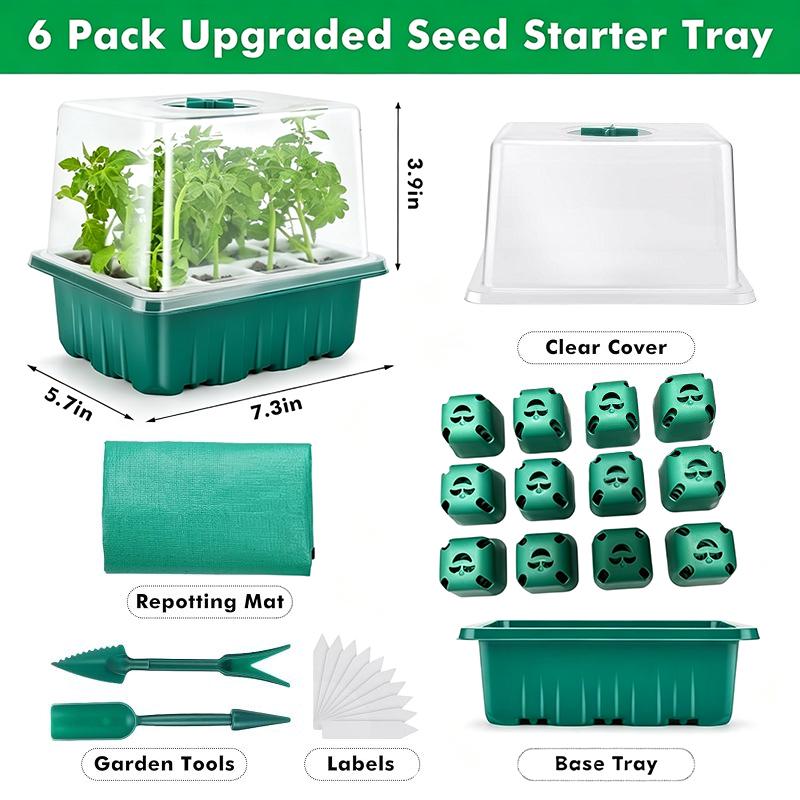 1Set Seed Starter Tray Mini Greenhouse Germination Kit With Humidity Dome Plant Seedling Growing Tray With Base Propagation Kit