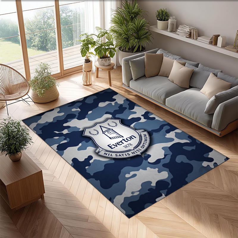 Tappeto in Velluto di Cristallo con Stampa Calcio Everton, Comodo Assorbente d'Acqua Antiscivolo Tappeto per Pavimenti Interni