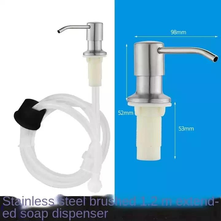 Stainless Steel Sink Liquid Soap Dispenser Built-In Lotion Pump Head Extension Silicone Tube Kit Detergent Hand Press Pumps