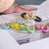 Eetit 6 culori bomboane emailate colorate din oțel inoxidabil în formă de U cercei mici cu cerc drăguț, elegant, la modă, bijuterii, cadou 2023