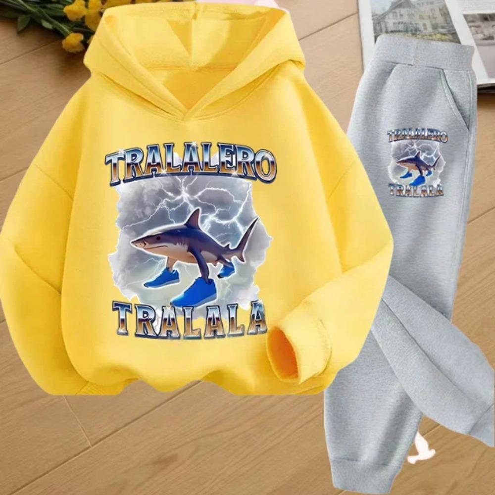 Autumn Italian Brainrot Print Kids Hoodie+Pants Suit Boys 2pcs Set Fashion Casual Girls Tracksuit Children Long Sleeve Outfits