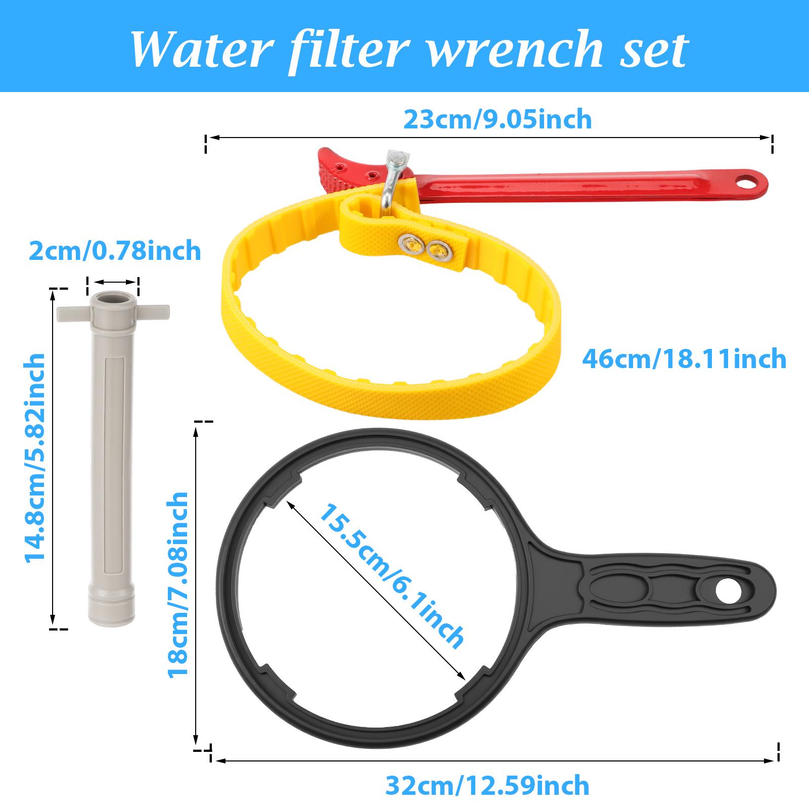 

3Pcs Enduring Water Filter Wrench Anti Slip Liquid Strainer Wrench Set Practical Filter Bottle Spanner for Water Purifier чорний