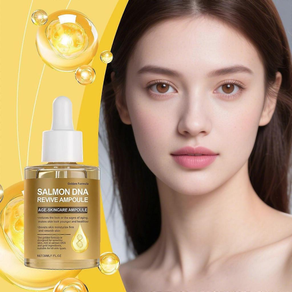 Salmon Caring Ampoule, Salmon DNA Revive Ampoule, Ampoule Face Serum for Anti-Aging & Intensive Moisturizing, Soothing, Hydrating & Restoring for Sens