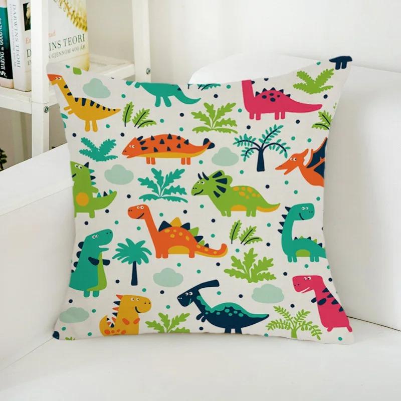 Квадратный мультфильм гостиная украшение наволочка диван украшение мультфильм динозавр принт подушка простая мода роскошь 12x12Inch
