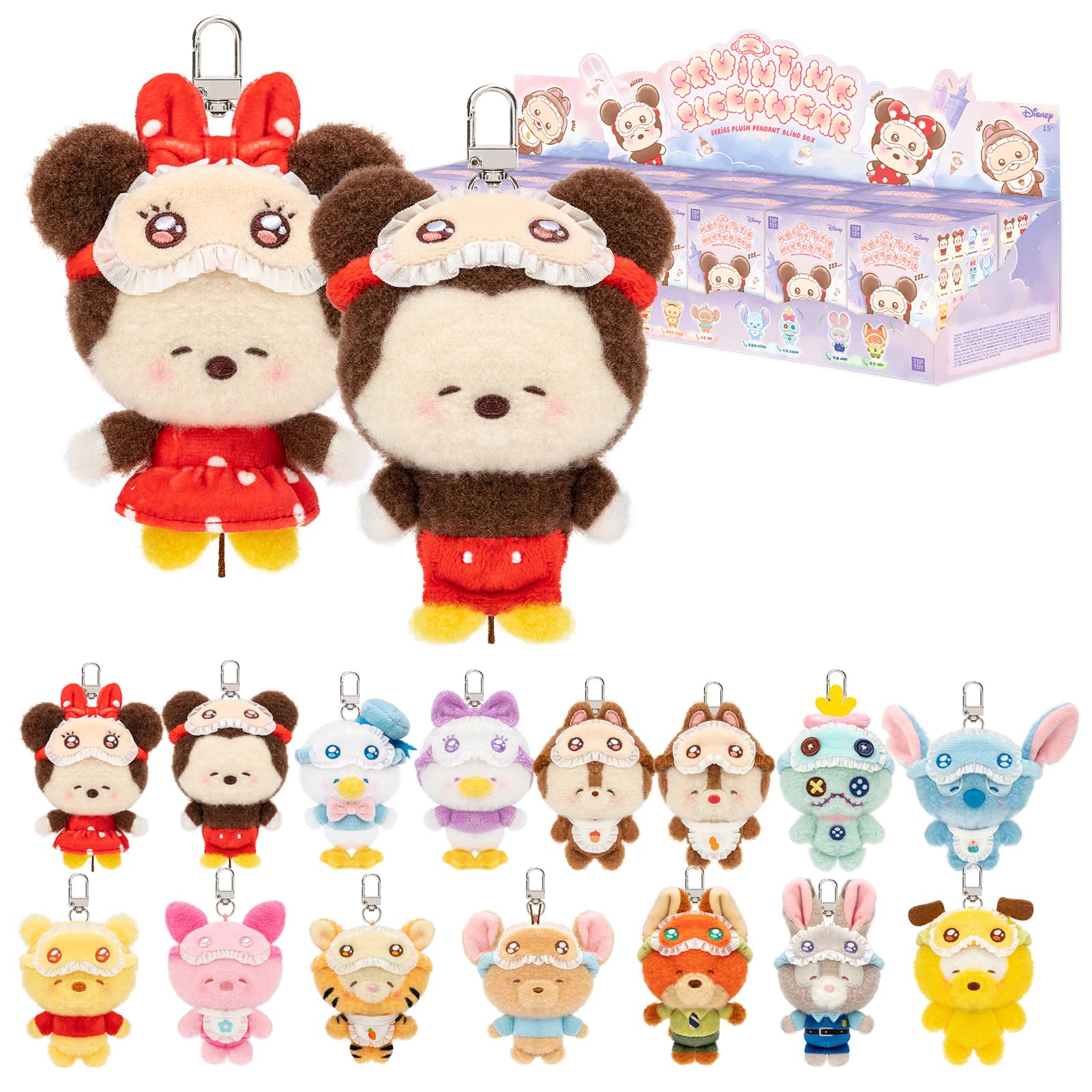 

TOP TOY Disney Mickey Family Plush Series Box of Gachapon Blind Box Plastic Premium Soft Vinyl Birthday Disney Christmas Gifts Sleepy Eyes [Assorted