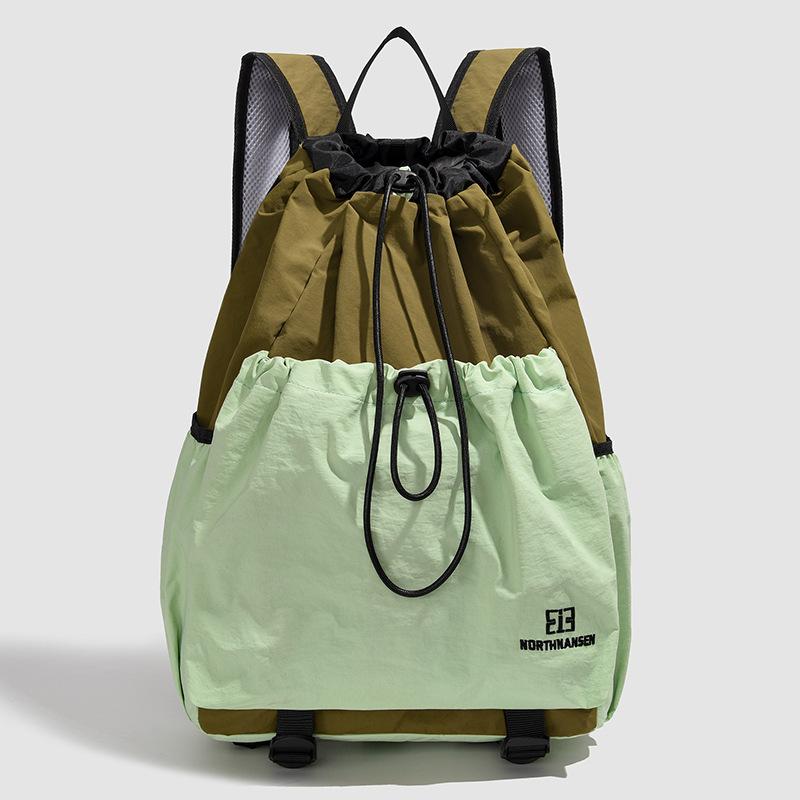 Schoolbag Outdoor Camping Leisure Backpack Drawstring Design Short Trip Large Capacity Satchel Simple Leisure Sports Backpack