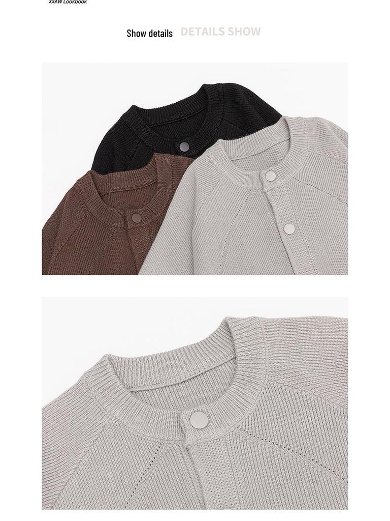 Men's Retro Japanese Design Round-Neck Button-Up Cardigan - Versatile Autumn/Winter Knitwear for Couples