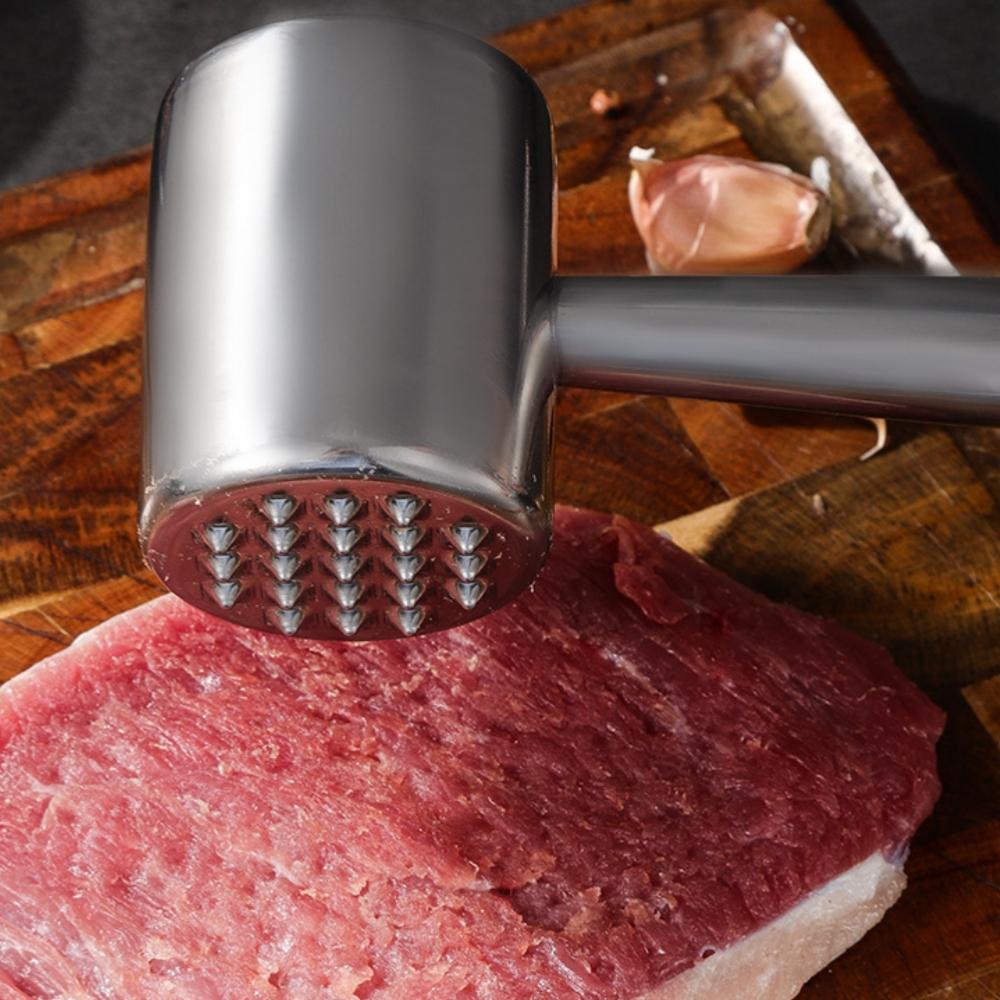 1 Stück Fleischhammer aus Edelstahl, Fleischklopfer, Haushalts-Fleischhammer aus Edelstahl, Steak doppelseitiger zarter Fleischha