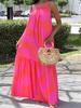 TW444 Summer Women's Spaghetti Strap Sexy Backless Long Dress - European & American Vacation Style