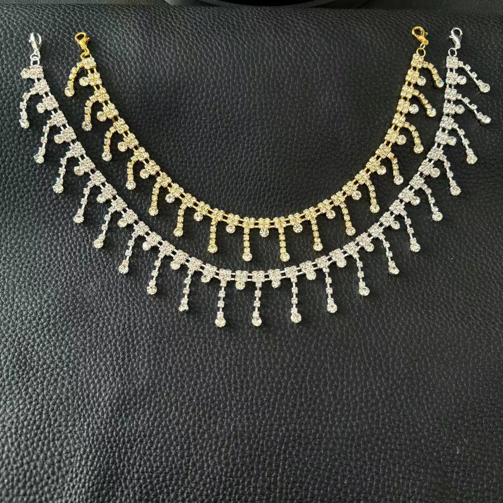 High-End Rhinestone Tassel Anklet: European & American Fashion Jewelry
