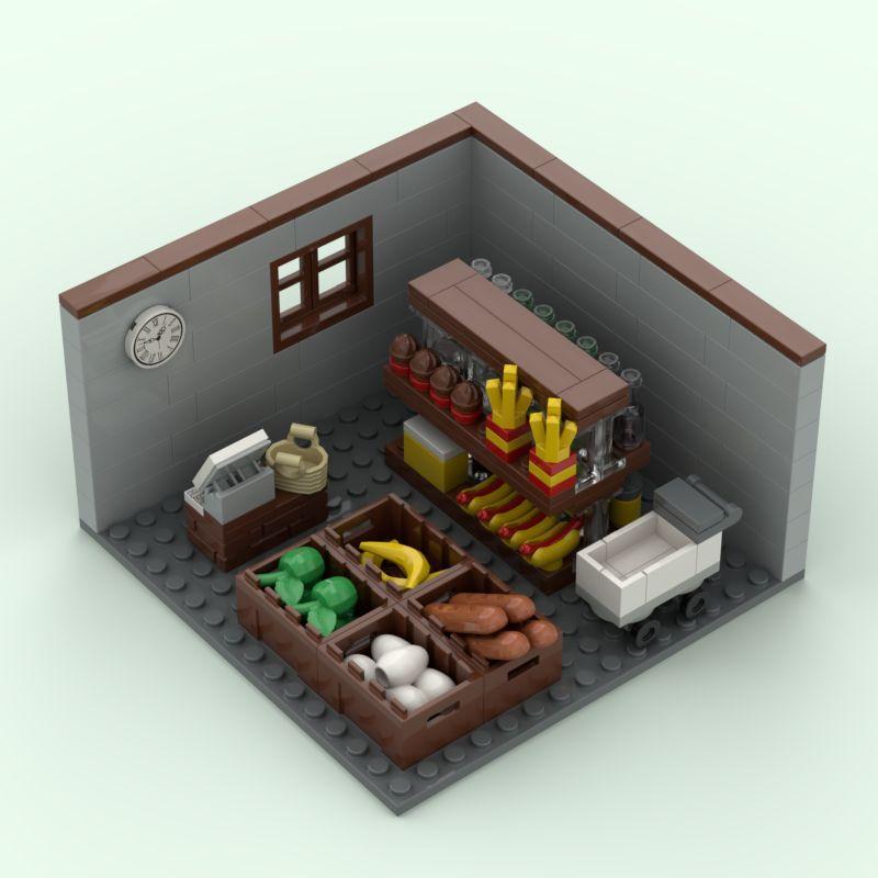 Street View Corner Room Bar Kitchen Scene Diy Assembly Holiday Gift Ornament Building Block