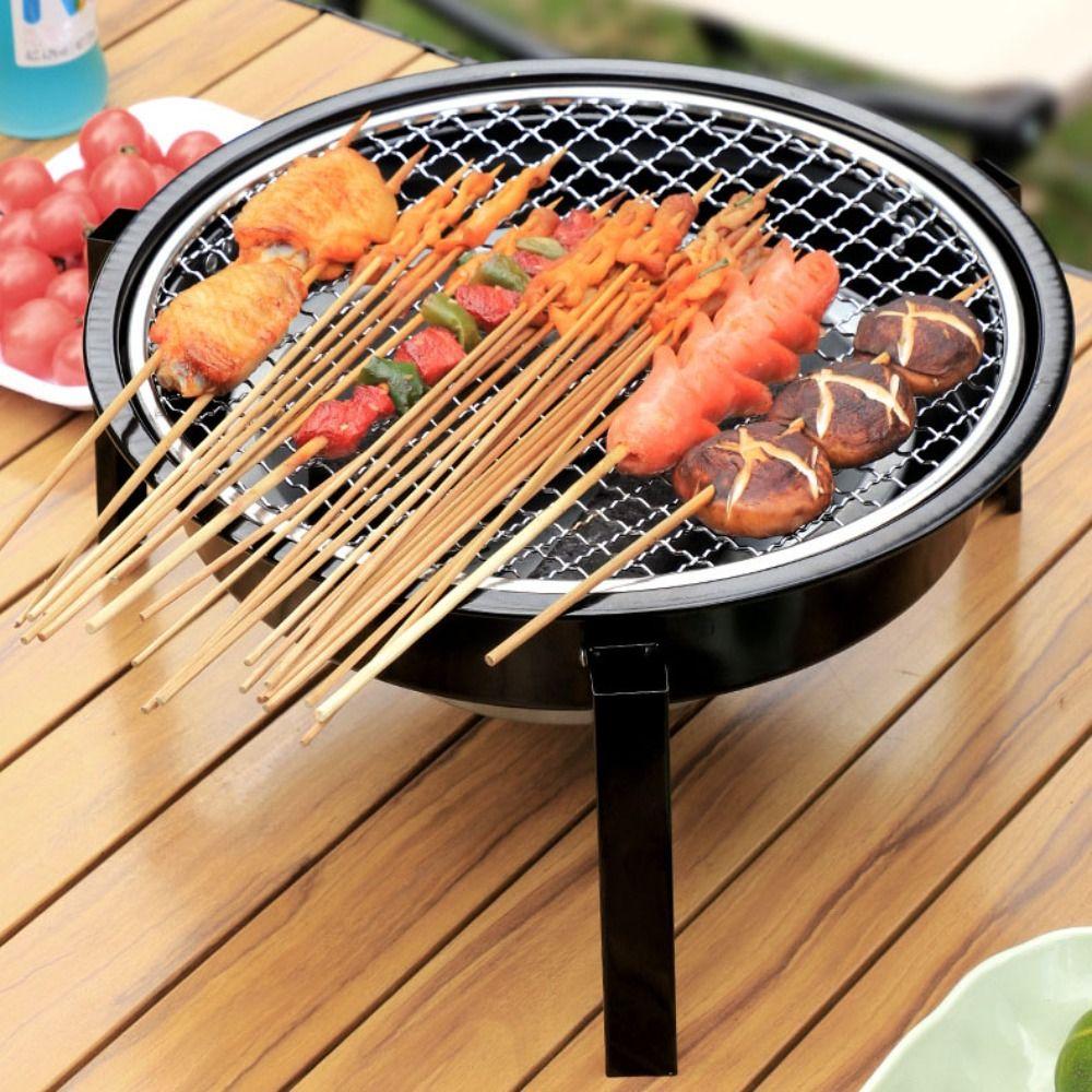 

with Grilling Net Barbecue Grill Round Carbon Burner Stove Easy To Clean Charcoal Grill Tourist Style A