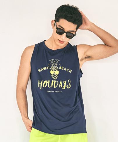 Tyubeuteuli Men'S Holiday Loose Fit Sleeveless Rash Guard A302 Navy