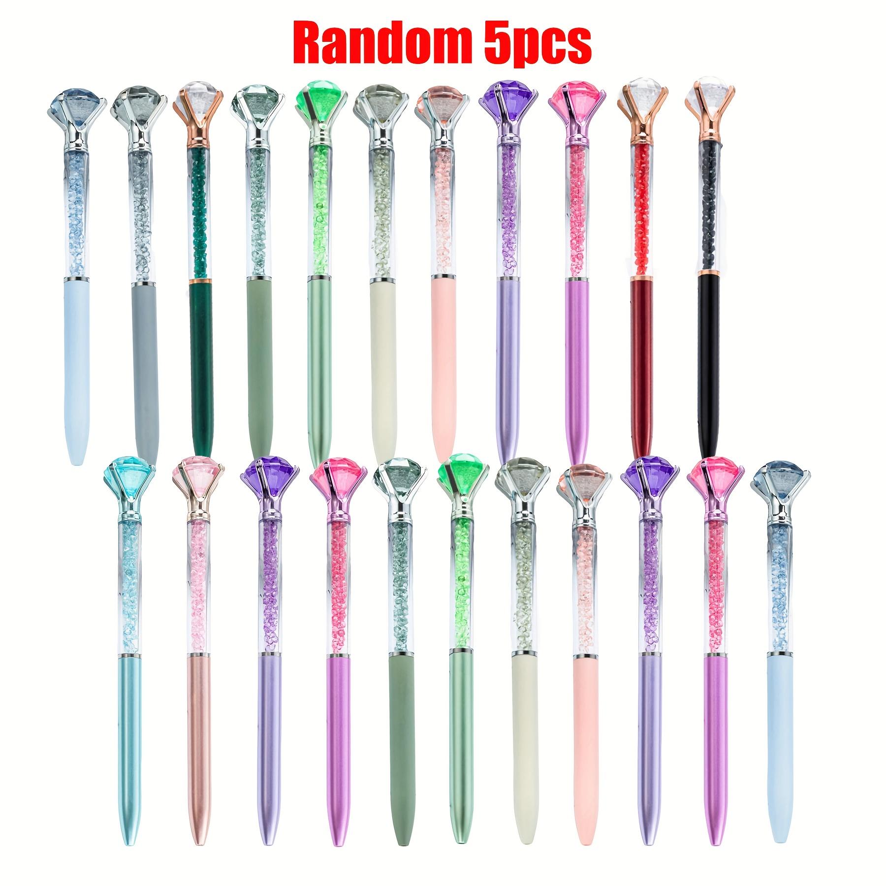 

5Pcs random luxury diamond ballpoint pens, 1.0mm black ink, office & wedding school gift pens 5pcs