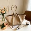 Trendy Minimalist Large Capacity Fan-shaped Tote Bag Litchi Patterned Handbag, Shoulder Armpit Bag Daily Commuting and Shopping