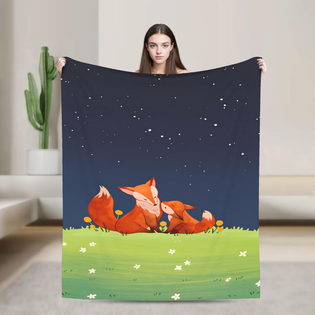 Süße Fuchs Flanelldecke Kinder Erwachsene Warm Weich Bettwäsche Decken Winter Wohnzimmer Tagesdecke Sofa Bettbezug