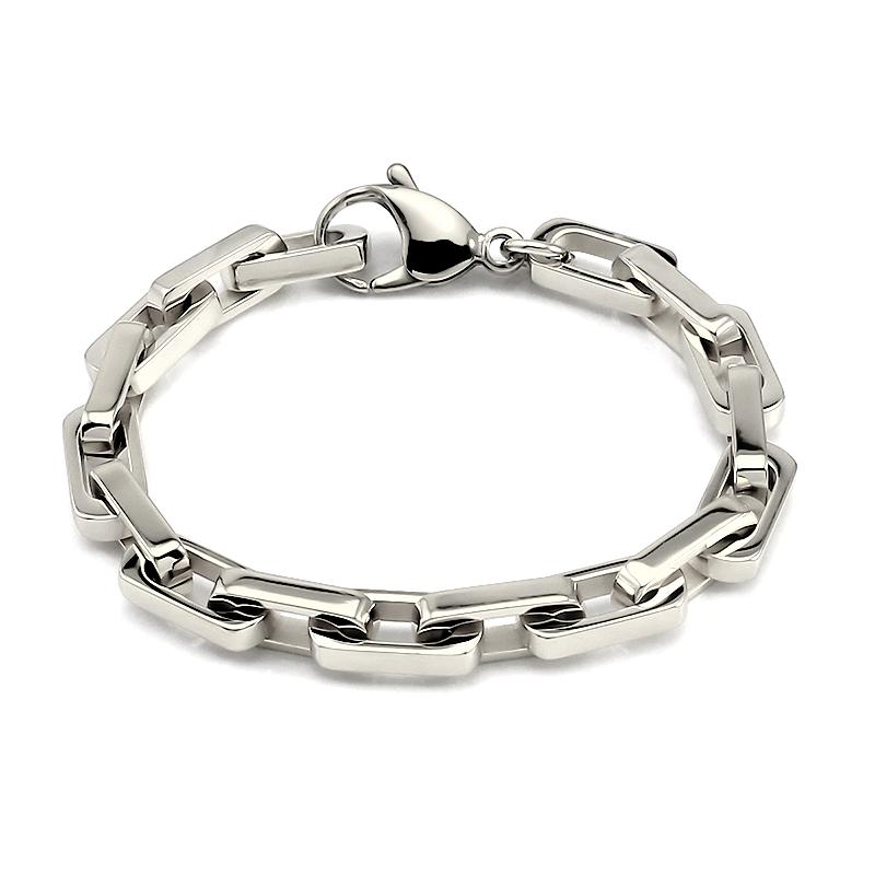 

Thick Long Links Bracelets for Women Men Round Corner not Sharp 6mm Wide Rectangular Toggle Lock Clasp Charm Bracelets Fashion 19cm