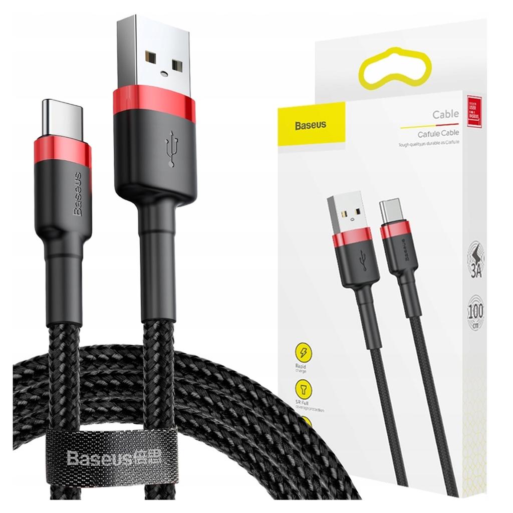 Kabel USB zu USB-C Baseus Cafule 3A 1M (Rot-Schwarz)