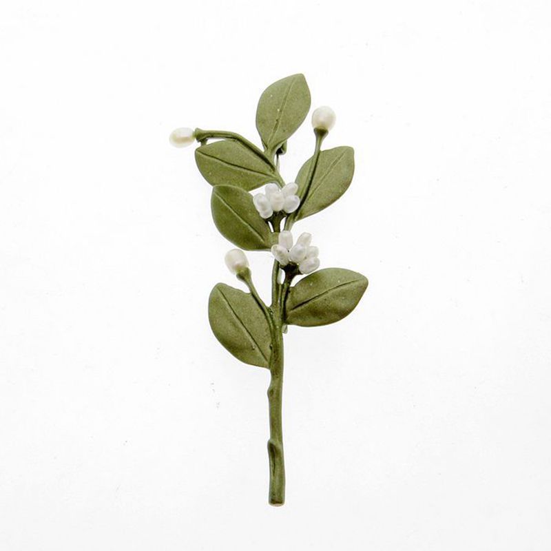 Natural Peach Myrtle Flower Brooch Alloy Floral Jewelry For Women