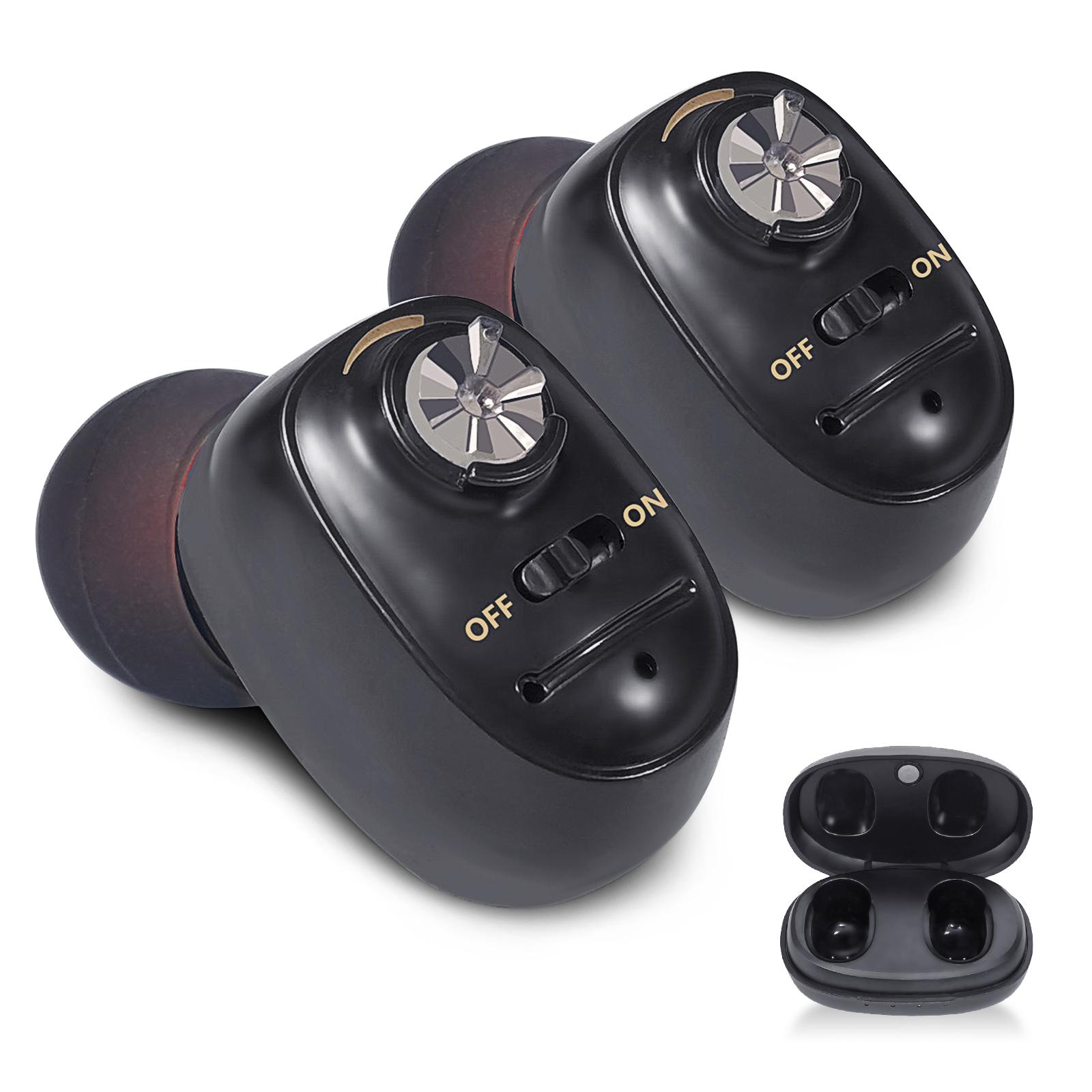 

1 пара слуховых аппаратов с интеллектуальным шумоподавлением, усилитель звука для пожилых людей с портативным устройством чёрный