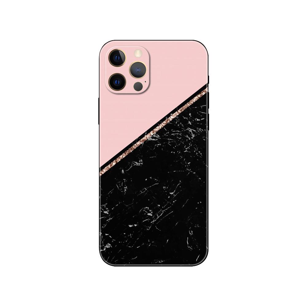 Carcasă telefon roz cu sclipici auriu și model inimă pentru iphone 5s 2020se 6 6s 7 8 plus x 10 XR XS 11 12 13 mini pro MAX capac spate negru tpu